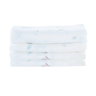 Бамбуковые пелёнки Bebe Cheri, рисунок Songbirds Flower Car, 30×30 дюймов, 4 шт. (BEBE CHERI Bamboo Muslin Swaddle Diaper Songbirds Flower Car 30x30in 4pcs)