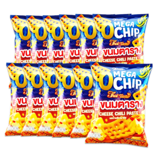 Хрустящие крекеры-решётки Grinny Mega O Chip со вкусом сыра и чили-пасты, 15 г, набор 12 шт.