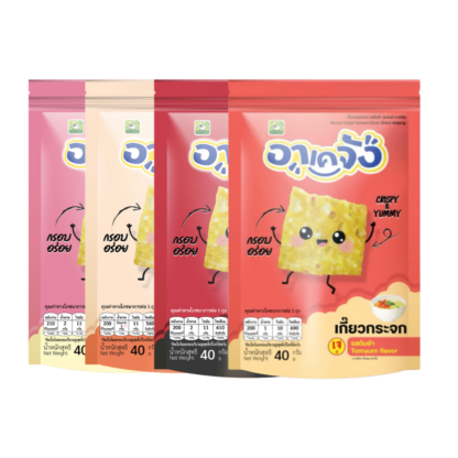 Хрустящие вонтоны Akejang ассорти вкусов, 40 г, набор 4 шт. (AKEJANG Crispy Wonton Assorted Flavours 40g x4)