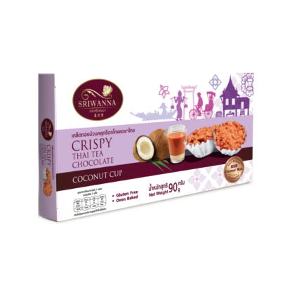 Хрустящие кокосовые корзиночки Sriwanna в шоколаде со вкусом тайского чая, 90 г (SRIWANNA Crispy Thai Tea Chocolate Coconut Cup 90g)