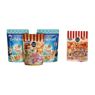 Ореховые хрустящие батончики Nezline Nuts Crisp: кофе ×2, оригинальный, клубника, набор 4 шт. (NEZLINE Nuts Crisp Assorted (2 Coffee, Original, Strawberry) x4)