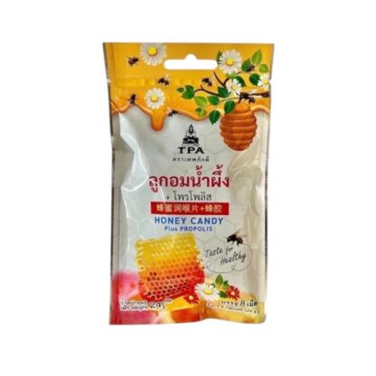 Медовые леденцы Chada Thep Phakdee с прополисом, 24 г (8 шт.) (Chada Thep Phakdee Honey Candy Plus Propolis 24g (8 pcs))