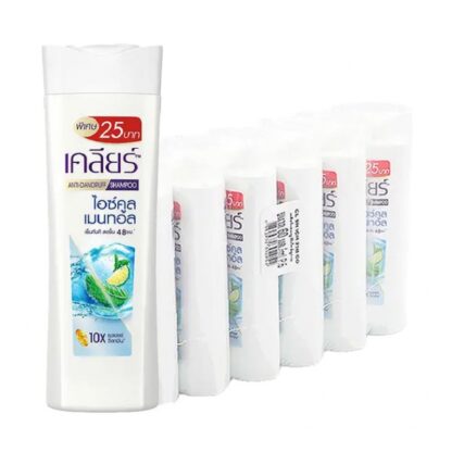 Шампунь против перхоти Clear Ice Cool Menthol, 60 мл, набор 6 шт. (Clear Anti-Dandruff Shampoo Ice Cool Menthol 60 ml x6)