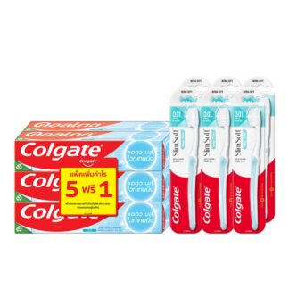 Отбеливающая зубная паста Colgate Advance Whitening с зубной щёткой Slim Soft, 80 г, набор 6 шт. (Colgate Advance Whitening Toothpaste 80 g with Slim Soft Deep Clean XS Toothbrush x6)