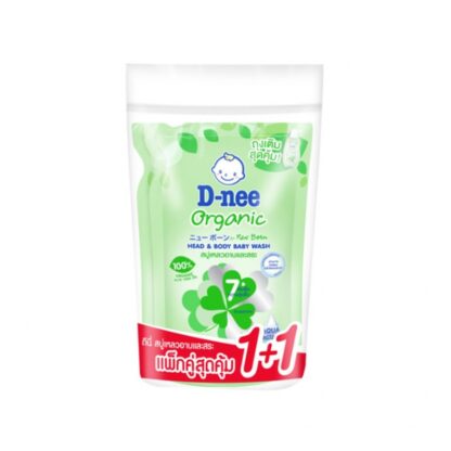Детский гель для мытья волос и тела D-nee Organic, зелёный, 350 мл (D-nee Organic Head & Body Baby Wash Organic 350ml)
