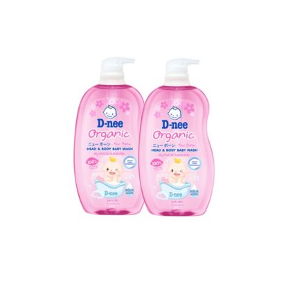 Детский гель для мытья волос и тела D-nee Organic Sakura, 750 мл (розовый флакон), 750 мл, набор 2 шт. (D-NEE Organic Sakura Head and Body Baby Wash 750ml Pink x2)