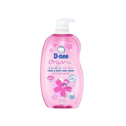 Детский гель для мытья головы и тела D-nee Organic Sakura, розовый, 750 мл, 750 мл (D-NEE Organic Sakura Head and Body Baby Wash 750ml)