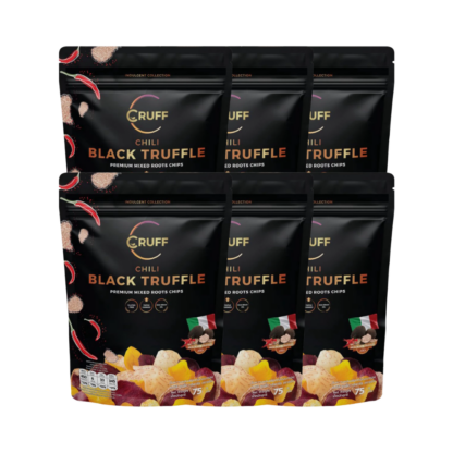 Чипсы из разноцветного картофеля Cruff со вкусом чили и чёрного трюфеля, 75 г, набор 6 шт. (CRUFF Colorful Potato Chips Chili Black Truffle 75g x6)