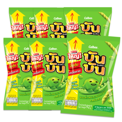 Снек из зелёного горошка Bun Bun оригинальный, 92 г, набор 6 шт. (BUN BUN Green Pea Snack Original 92g x6)