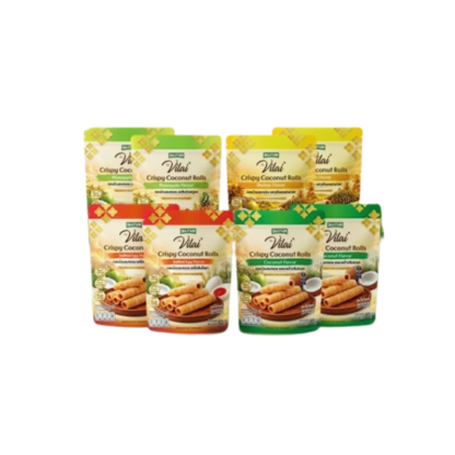 Вафельные трубочки тонгмуан Vilai GI, ассорти 4 вкуса, с прозрачной сумкой, 80 г, набор 8 шт. (VILAI GI Thong Muan Crispy Rolls 4 Flavours with PVC Bag 80g x8)