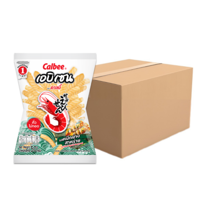 Снек Calbee со вкусом жареного кальмара и водорослей, 50 г, набор 24 шт. (CALBEE Grilled Squid Seaweed Snack 50g x24)