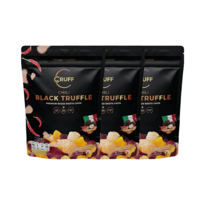 Чипсы из разноцветного картофеля Cruff со вкусом чили и чёрного трюфеля, 75 г, набор 3 шт. (CRUFF Colorful Potato Chips Chili Black Truffle 75g x3)