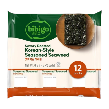 Жареные водоросли Bibigo по-корейски с оригинальным вкусом, 4 г, набор 12 шт. (BIBIGO Savory Roasted Seasoned Seaweed 4g x12)