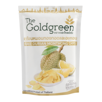 Жареные хрустящие чипсы из дуриана Монтхонг The Goldgreen, 50 г (THE GOLDGREEN Baked Durian Monthong Chips 50g)