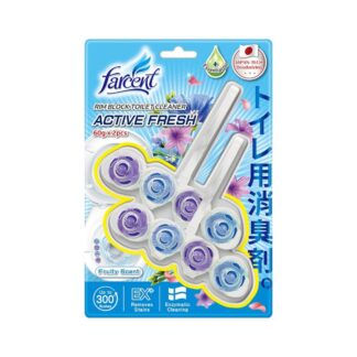 Подвесной блок для унитаза Farcent Active Fresh «Фруктовый», 60 г, набор 2 шт. (FARCENT Rim Block Toilet Cleaner Active Fresh Fruity 60g x2)