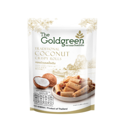 Хрустящие кокосовые трубочки тонг муан The Goldgreen, традиционный вкус, 80 г (THE GOLDGREEN Traditional Coconut Crispy Rolls 80g)