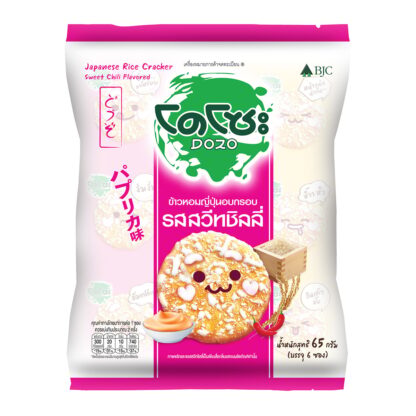 Рисовые крекеры Dozo со вкусом сладкого чили, 65 г, набор 6 шт. (DOZO Japanese Rice Crackers Sweet Chili 65g x6)
