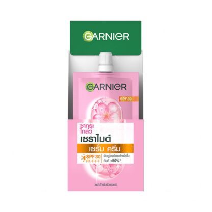 Солнцезащитный сыворотка-крем Garnier Sakura Glow с керамидами SPF30 PA+++, 7 мл, набор 6 шт. (Garnier Sakura Glow Ceramide Serum Cream SPF30 PA+++ 7 ml x6)