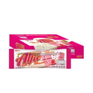 Шоколадный батончик Glico Alfie, молоко и клубника, 31 г (GLICO Alfie Two Tone Milk and Strawberry Chocolate Bar 31g)