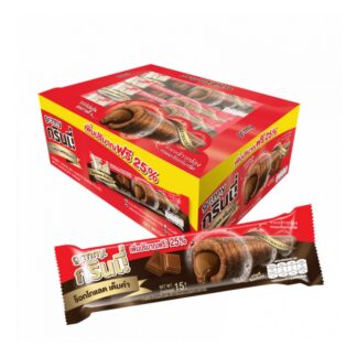 Снек Grinny в шоколадной глазури с шоколадным кремом, 15 г (GRINNY Chocolate Coated Snack Filled With Chocolate Cream 15g)