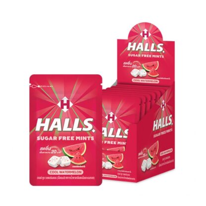 Леденцы Halls «Мята и арбуз» без сахара, 15,4 г (HALLS Mint Watermelon Candy 15.4g)