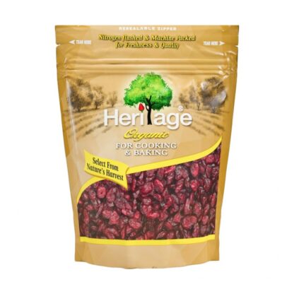 Сушёная клюква органическая Heritage, 250 г (HERITAGE Organic Dried Cranberries 250g)