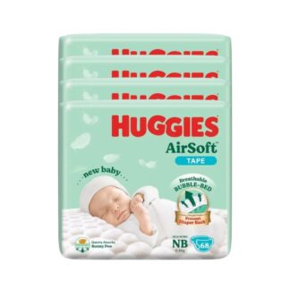 Подгузники на липучках Huggies AirSoft Premium, размер NB, 68 шт. (HUGGIES AirSoft Premium Tape Diapers Size NB 68pcs)