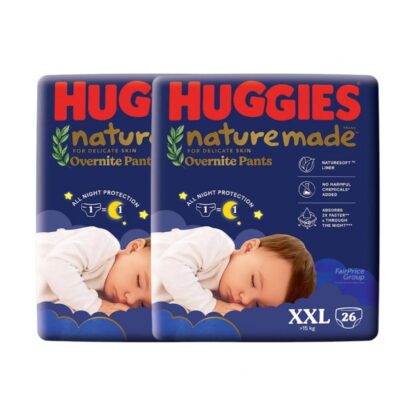 Ночные подгузники-трусики Huggies Naturemade Overnight, размер XXL, 26 шт., набор 2 шт. (HUGGIES Naturemade Overnight Super Premium Pants Size XXL 26pcs x2)