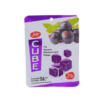 Мармелад Jelfy Cube со вкусом чёрной смородины, 26 г (Jelfy Cube Blackcurrant 26g)