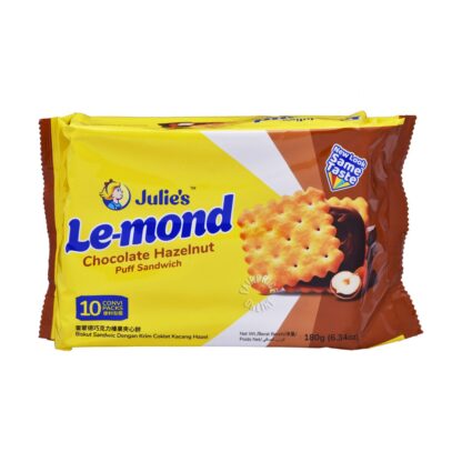 Крекеры-сэндвич Julie's Le-Mond Puff с шоколадно-ореховым кремом, 180 г (Julie's Le-Mond Puff Sandwich Chocolate Hazelnut 180 g)