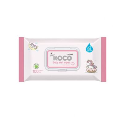 Детские влажные салфетки Koco Baby Powder, 100 шт. (KOCO Baby Wet Wipes Baby Powder 100 sheets)