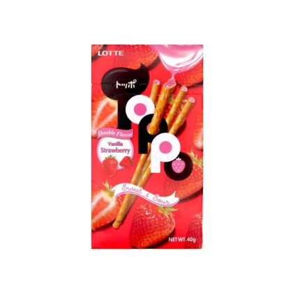 Палочки Lotte Toppo с ванильно-клубничной начинкой, 40 г (LOTTE Toppo Vanilla Strawberry 40 g)