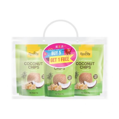 Хрустящие кокосовые чипсы, 40 г, набор 6 шт. (Makro Crispy Coconut Chips 40g x6)