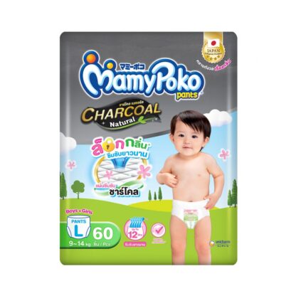 Подгузники-трусики Mamypoko Charcoal, размер L, 60 шт. (MAMYPOKO Pants Charcoal Baby Diaper L 60pcs)