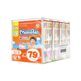 Подгузники-трусики Mamypoko Happy All Day Dry, размер L, 3 шт., набор 4 шт. (MAMYPOKO Pants Happy All Day Dry L 3pcs x4)