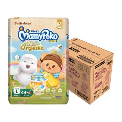 Подгузники-трусики Mamypoko Organic, размер L, 44+4 шт., набор 48 шт. (MAMYPOKO Pants Organic Diapers L 44+4pcs x48)
