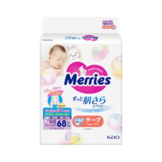 Подгузники Merries на липучках, размер NB, 68 шт. (MERRIES Tape Diapers NB 68pcs)