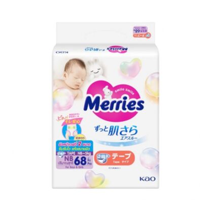 Подгузники Merries на липучках, размер NB, 68 шт. (MERRIES Tape Diapers NB 68pcs)