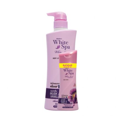 Лосьон для тела Mistine White Spa White Musk UV Whitening, 400 мл (Mistine White Spa White Musk UV Whitening Lotion 400 ml + 80 ml)