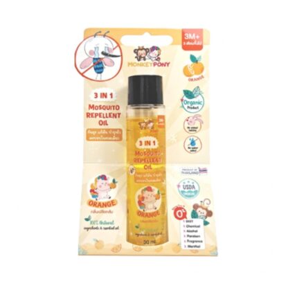 Масло от комаров для детей MonkeyPony Orange, 30 мл, 30 мл (MONKEYPONY Mosquito Repellent Oil for Kids Orange 30ml)