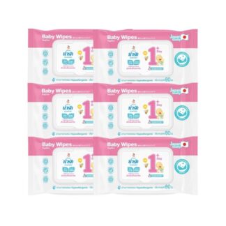 Детские влажные салфетки Narak Wonday Plus, 80 шт., набор 6 шт. (Narak Baby Wipes 1+ Day 80 sheets x6)