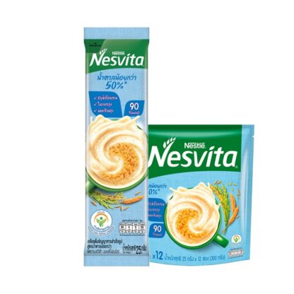 Растворимый злаковый напиток Nesvita с низким содержанием сахара, 25 г, набор 12 шт. (Nesvita Instant Cereal Beverage Low Sugar Formula 25 g sachet x12)