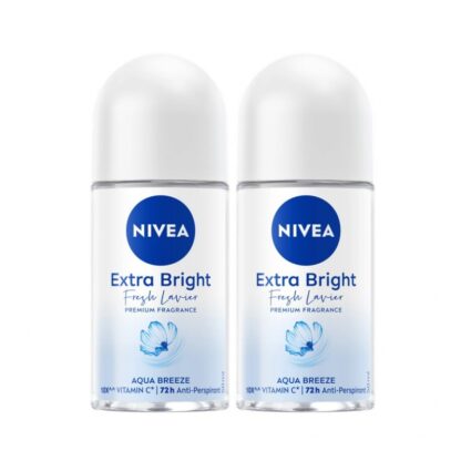 Шариковый дезодорант Nivea Extra Bright Fresh Lavier Aqua Breeze, 50 мл, 50 мл, набор 2 шт. (NIVEA Extra Bright Fresh Lavier Premium Fragrance Aqua Breeze Roll On 50ml x2)