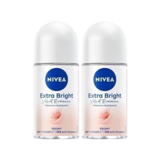Шариковый дезодорант Nivea Extra Bright Velvet Romance с ароматом пиона, 50 мл, 50 мл, набор 2 шт. (NIVEA Extra Bright Velvet Romance Premium Fragrance Peony Roll On 50ml x2)