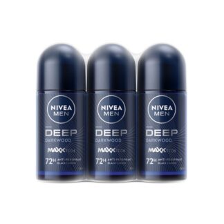 Мужской шариковый антиперспирант Nivea Men Deep Black, 50 мл, набор 3 шт. (NIVEA Men Deep Black Roll-On 50ml x3)