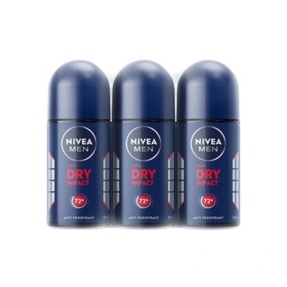 Мужской шариковый антиперспирант Nivea Men Dry Impact, 50 мл, набор 3 шт. (NIVEA Men Dry Impact Roll-On 50ml x3)