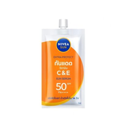 Солнцезащитная сыворотка Nivea Sun Extra Protect C&E Bright Booster SPF50 PA++++, 7 мл (Nivea Sun Extra Protect C&E Bright Booster Sun Serum SPF50 PA++++ 7 ml)