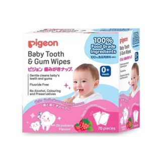 Детские салфетки для зубов и дёсен Pigeon со вкусом клубники, 70 шт. (Pigeon Baby Tooth & Gum Wipes Strawberry 70pcs)