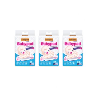 Детские впитывающие пелёнки Sanipad Babypad размер L, 30x45 см, 20 шт., набор 3 шт. (SANIPAD Babypad Underpad L 30x45cm 20 pads x3)