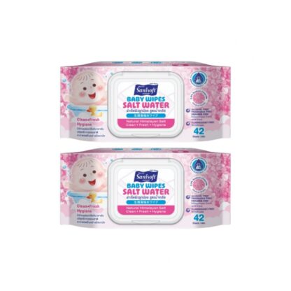 Детские влажные салфетки Sanisoft с солевым раствором, 42 шт., набор 2 шт. (SANISOFT Salt Water Baby Wipes 42 sheets x2)